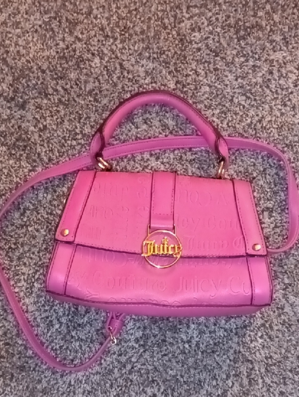 Nwot Juicy Couture Hot Pink Embossed Top-Handle Crossbody